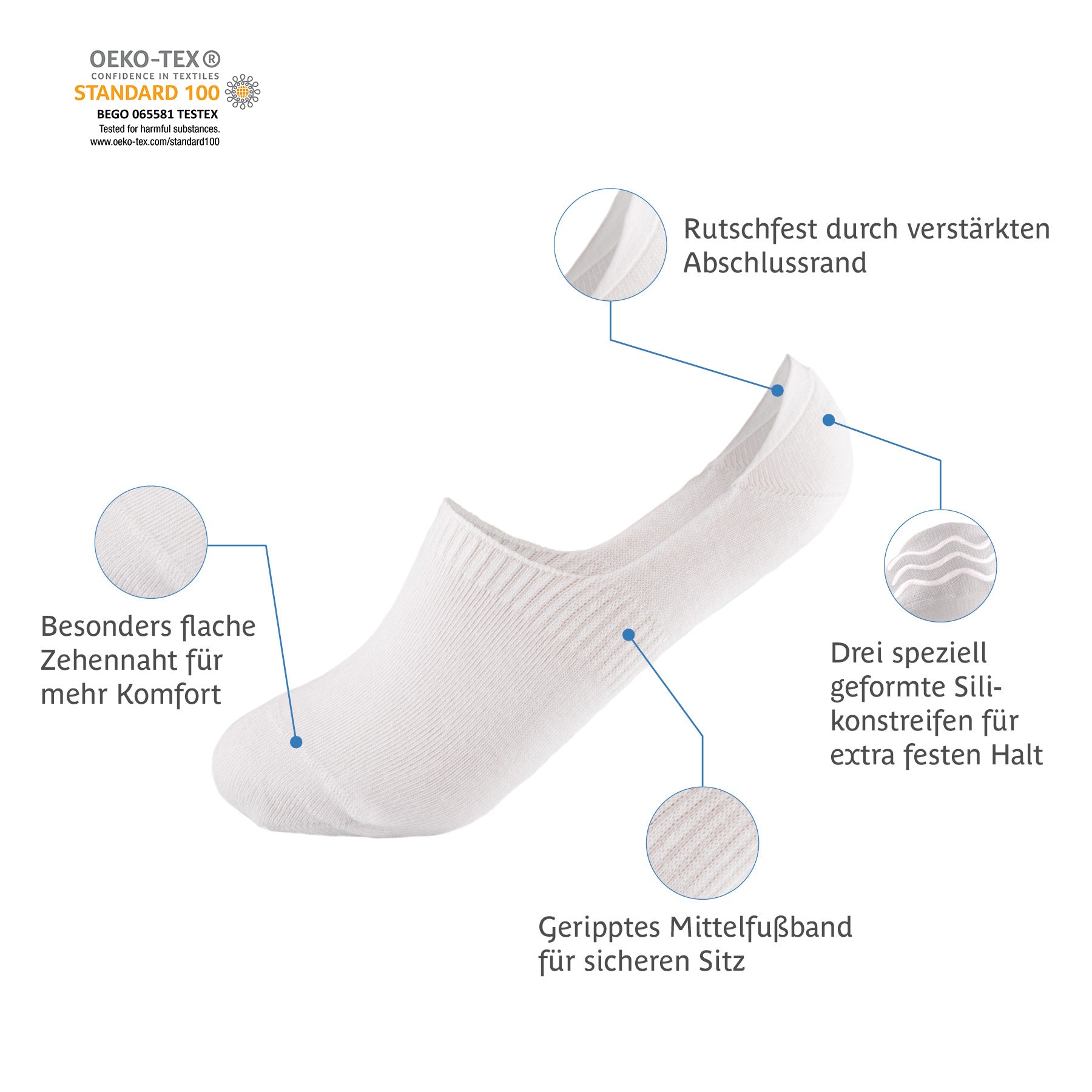 Footnote Füßlinge - unsichtbare Low Cut Sneakersocken mit Silikon - 8 Paar