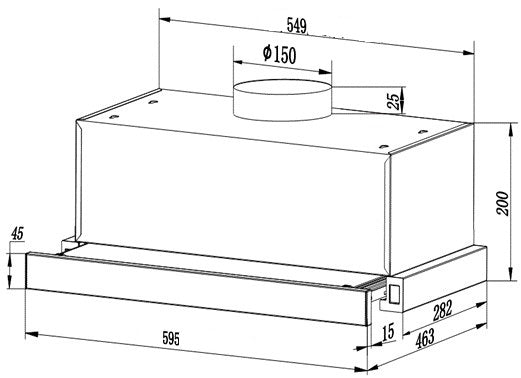 PKM Flachschirmhaube FS1-60BSPY, 60cm, ausziehbar, Edelstahlblende, Einbauhaube