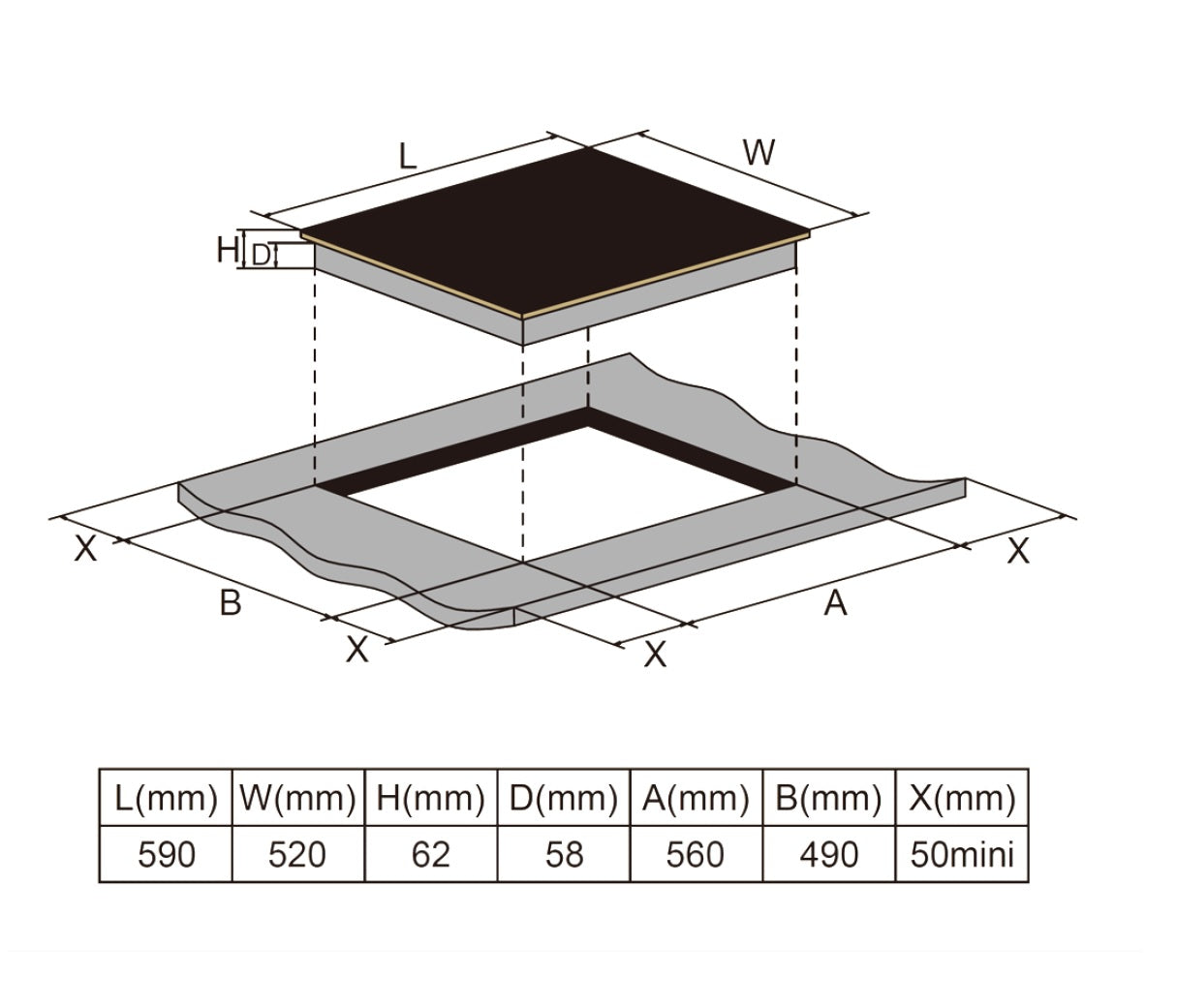 PKM Induktionskochfeld IN4B-3 G - Edelstahlrahmen, Glaskeramik, Booster, Timer