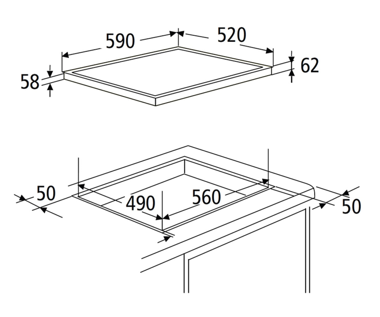 PKM Induktionskochfeld KHIF4 G-2 60cm autark Touch rahmenlos Glaskeramik