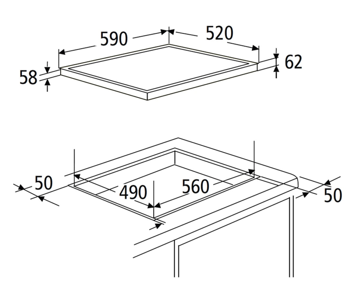 PKM Induktionskochfeld IF4BG 60cm autark Touch rahmenlos Glaskeramik