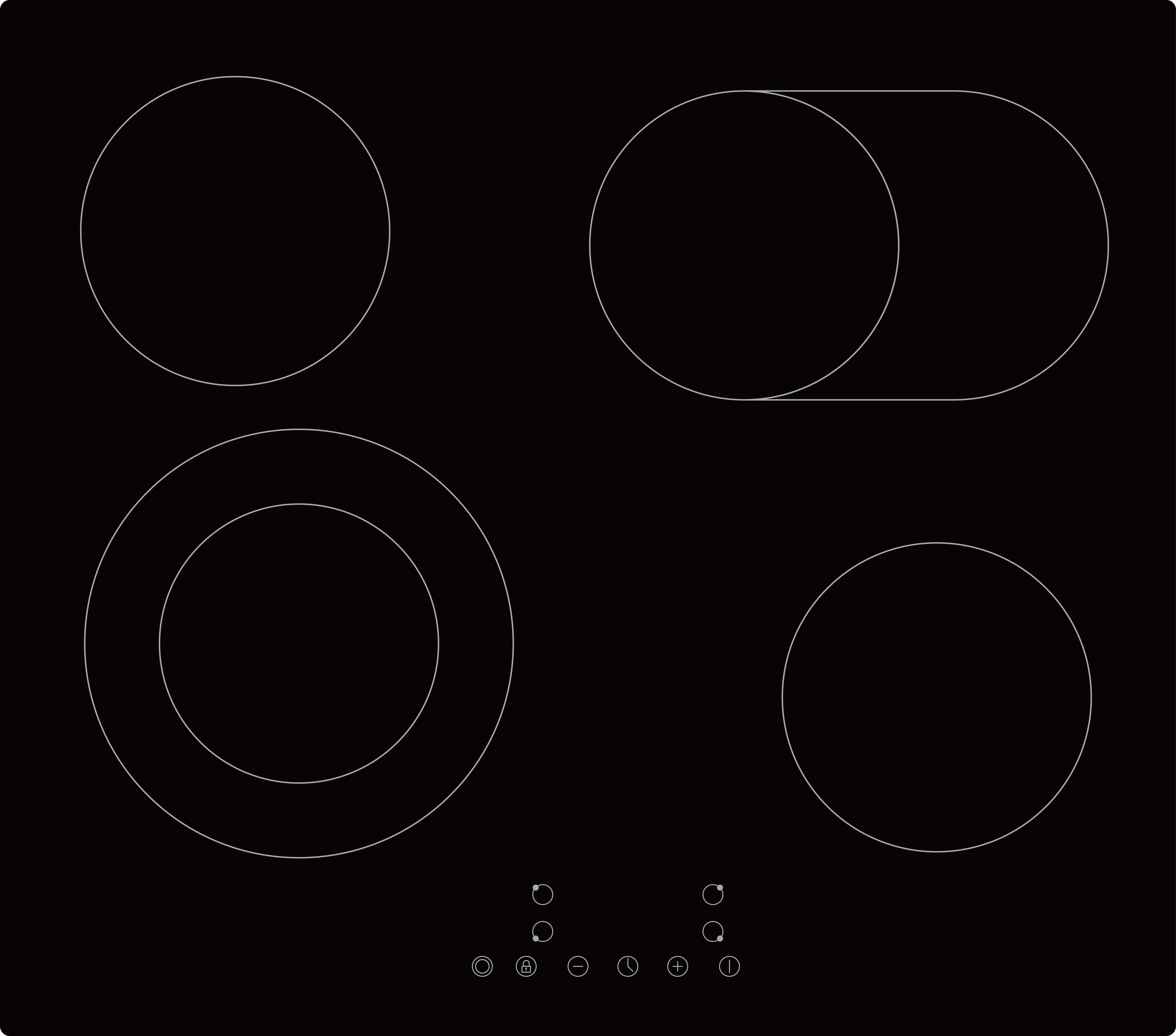PKM Kochfeld KHKF4-2KB G, autark Einbau 60cm Glaskeramik Bräterzone