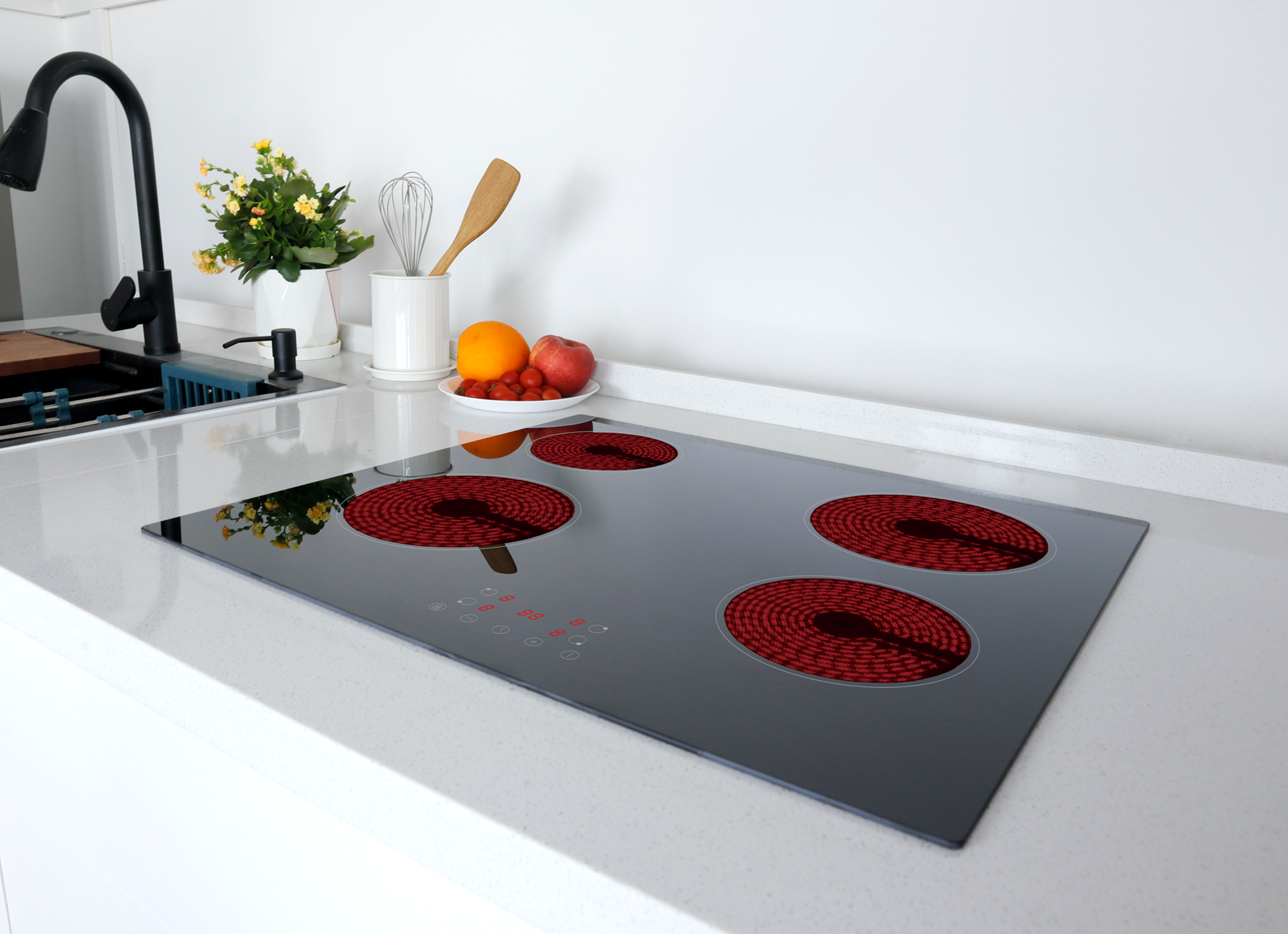 PKM Kochfeld KHKF4 G autark Einbau 60cm Glaskeramik schwarz Timer und Touch-Control