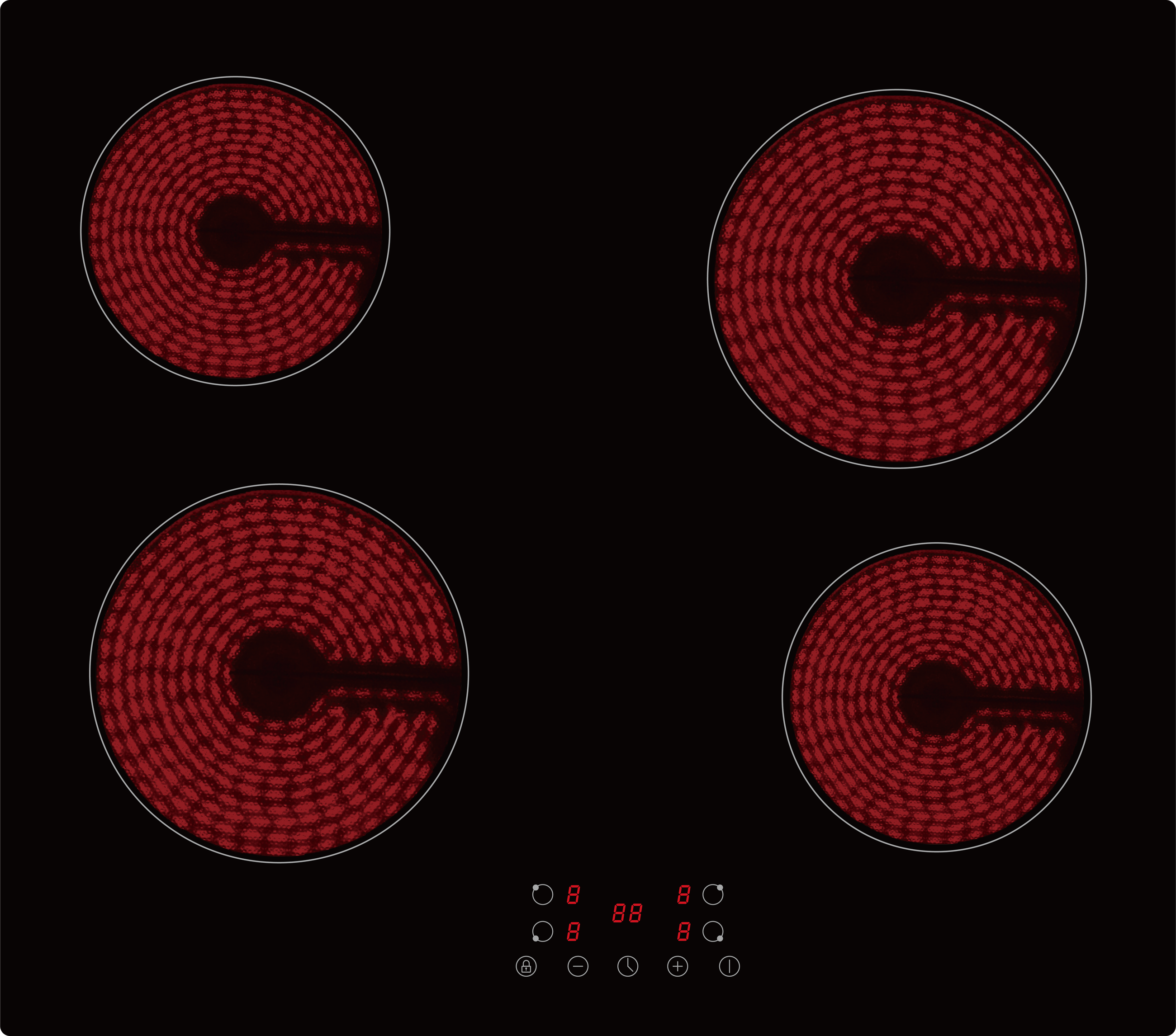 PKM Kochfeld KHKF4 G autark Einbau 60cm Glaskeramik schwarz Timer und Touch-Control