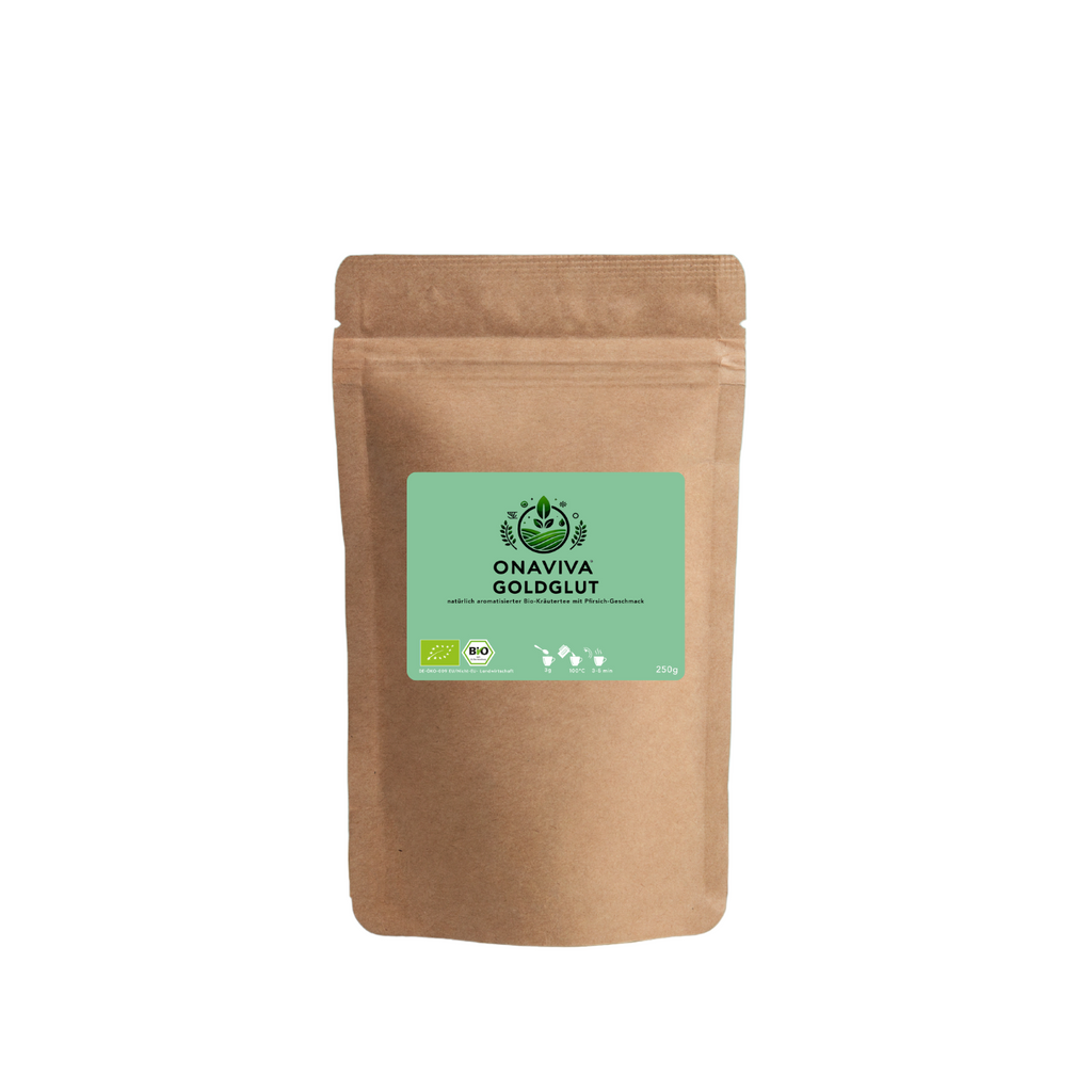 Onaviva Bio-Tee Goldglut - natürlich aromatisierter Kräutertee mit Pfirsich-Geschmack