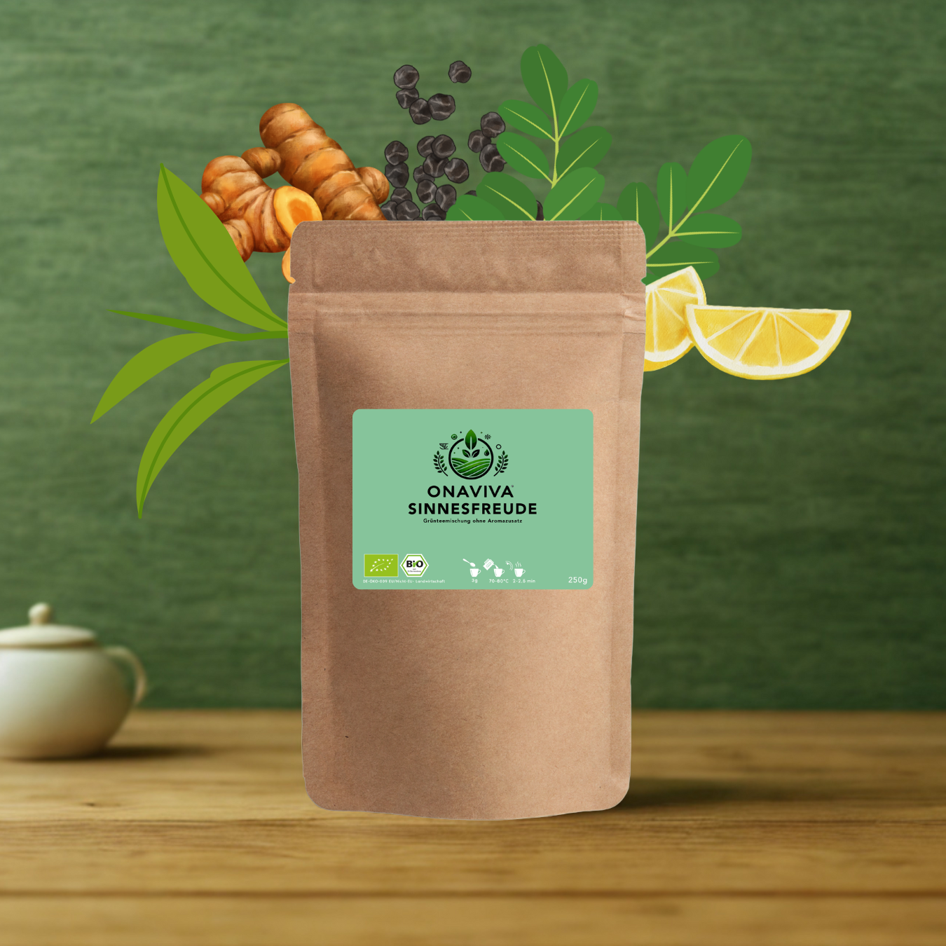 Onaviva Bio-Tee Sinnesfreude - Grünteemischung ohne Aromazusatz