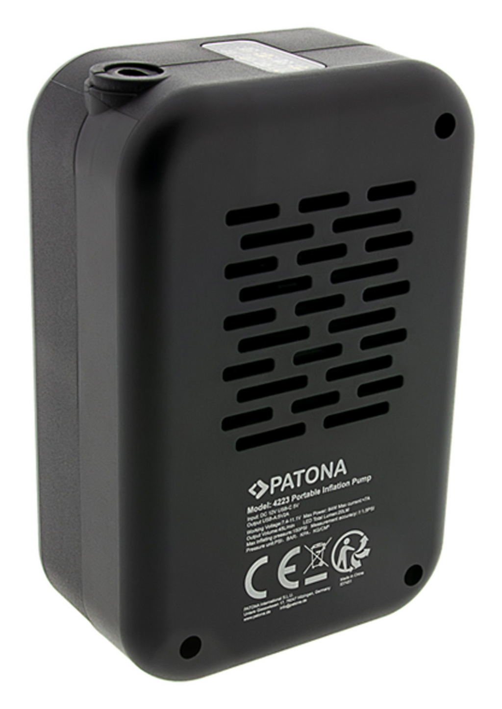 PATONA elektrische Luftpumpe 10,3 bar / 150 PSI | tragbarer Akku-Kompressor mit LED, SOS-Licht & Powerbank