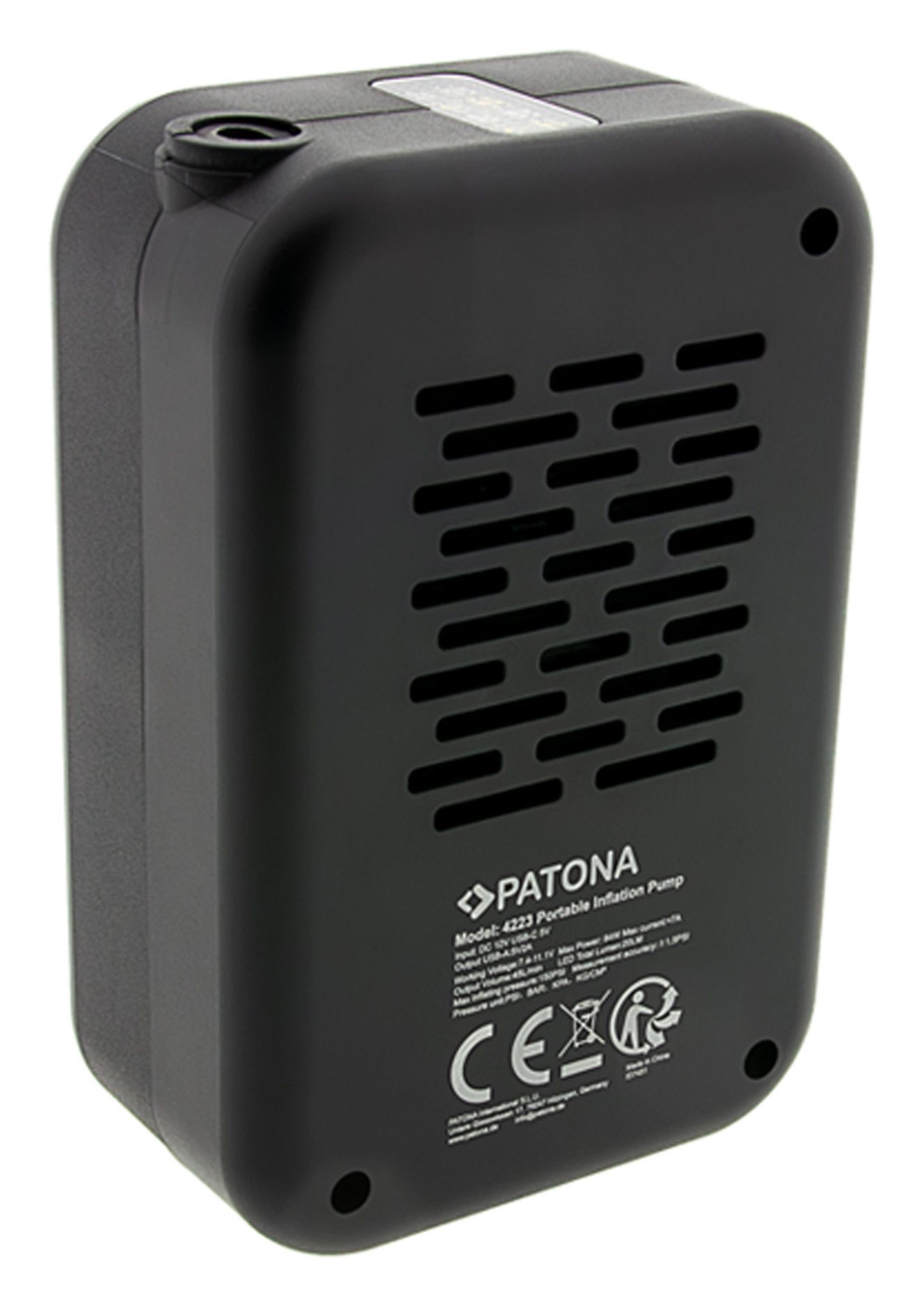 PATONA elektrische Luftpumpe 10,3 bar / 150 PSI | tragbarer Akku-Kompressor mit LED, SOS-Licht & Powerbank