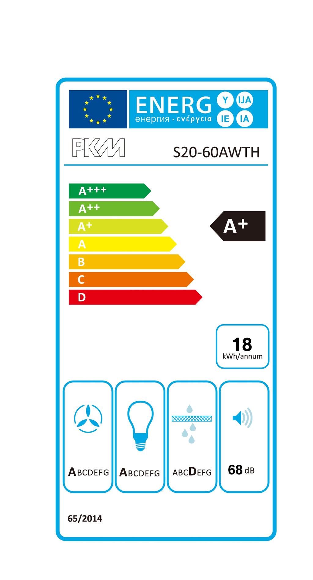 PKM Kopffreihaube S20-60AWTH - 60cm, weiß, Touch-Control, LED, Dunstabzugshaube