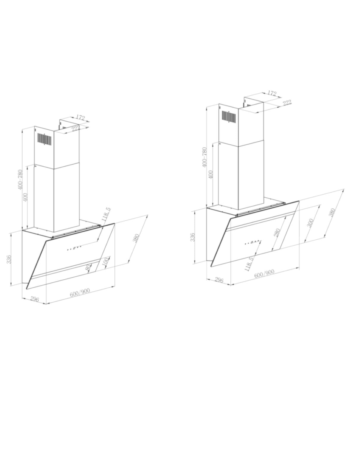 PKM Kopffreihaube S20-60AWTH - 60cm, weiß, Touch-Control, LED, Dunstabzugshaube