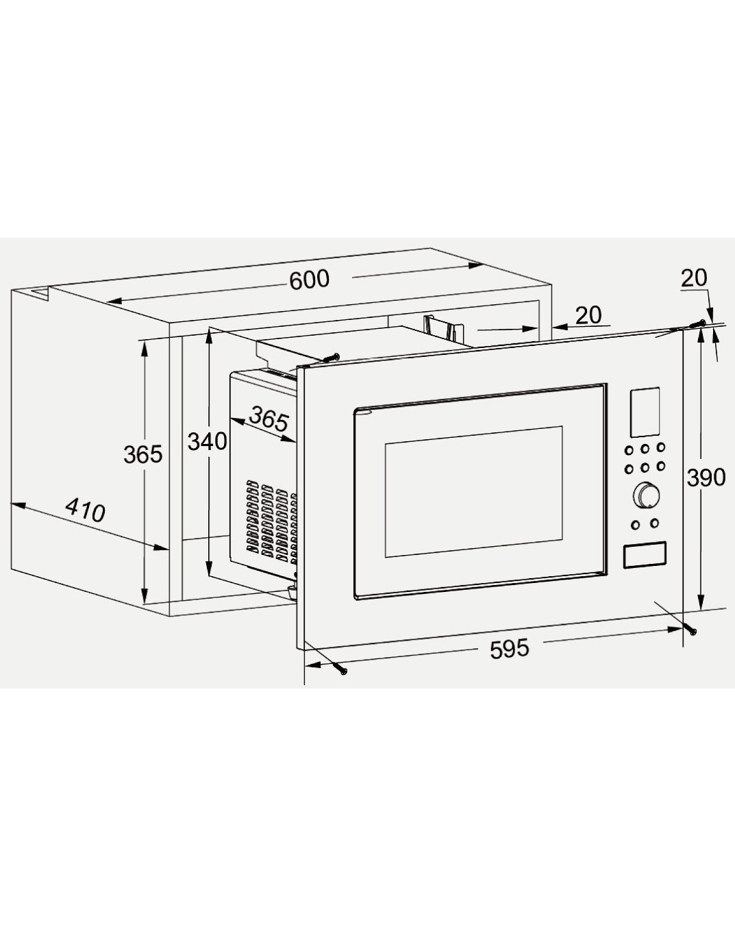 Wolkenstein Einbaumikrowelle WMW900-25GB EB - schwarz 900W Grill 1000W