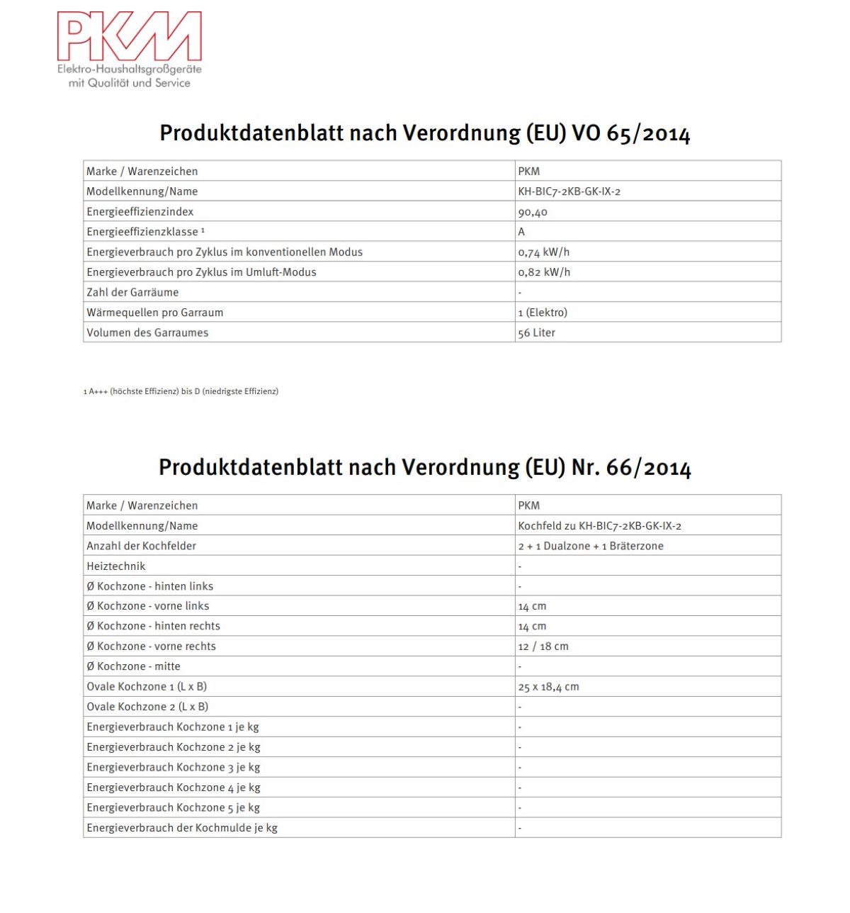 PKM Elektro-Herd-Set KH-BIC7-2KB-GK-IX mit Ofen und Glaskeramikkochfeld