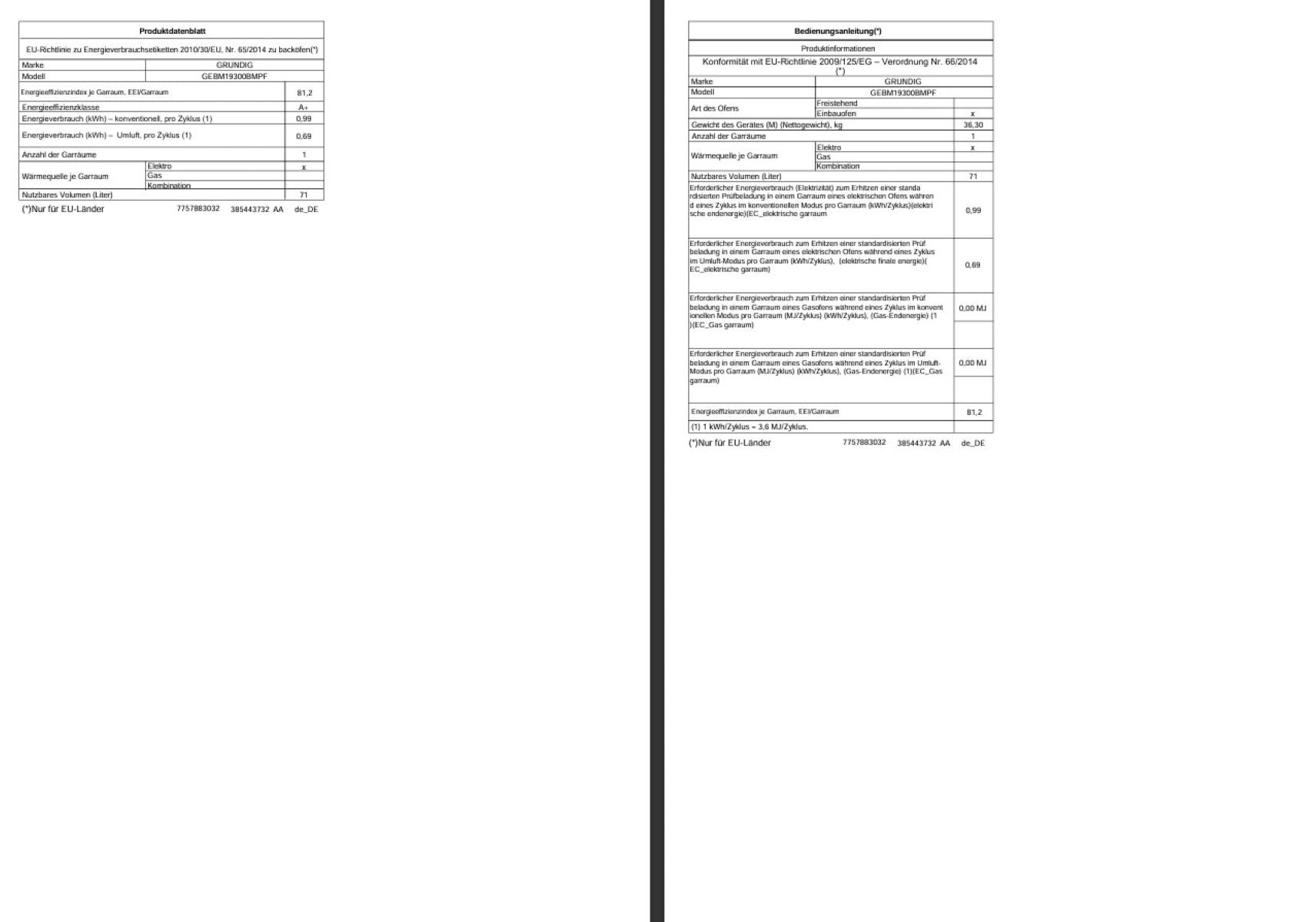 Grundig GEBM19300BMPF Einbaubackofen Backofen Pyrolyse 60cm Multifunktionsofen