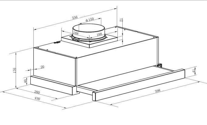 PKM Flachschirmhaube KHU-60EB 60cm Dunstabzugshaube ausziehbar Edelstahlblende