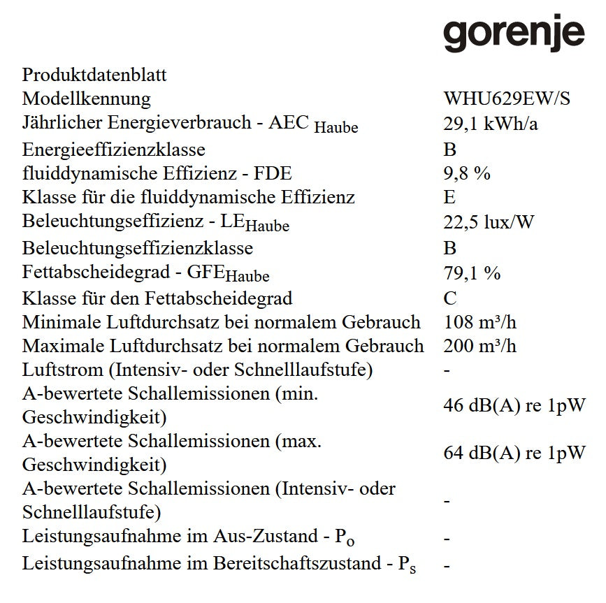 Gorenje Dunstabzugshaube WHU629EW/S Breite 60cm Unterbauhaube weiß
