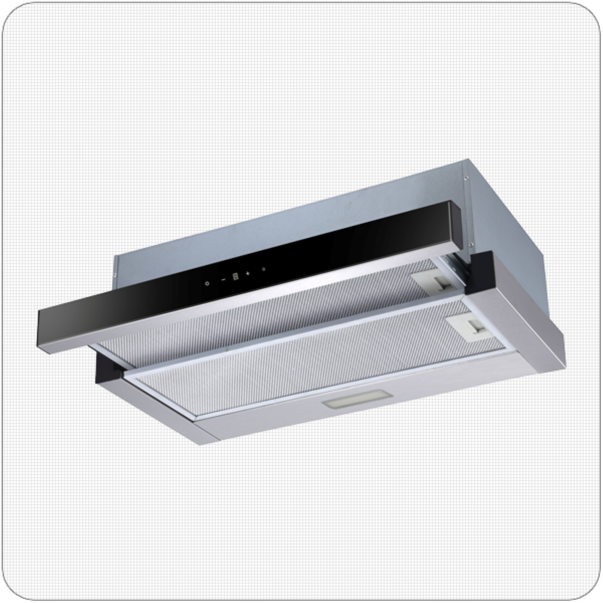 PKM Flachschirmhaube FS2-60BBGTY - 60cm, ausziehbar, Glasblende, Touch-Control