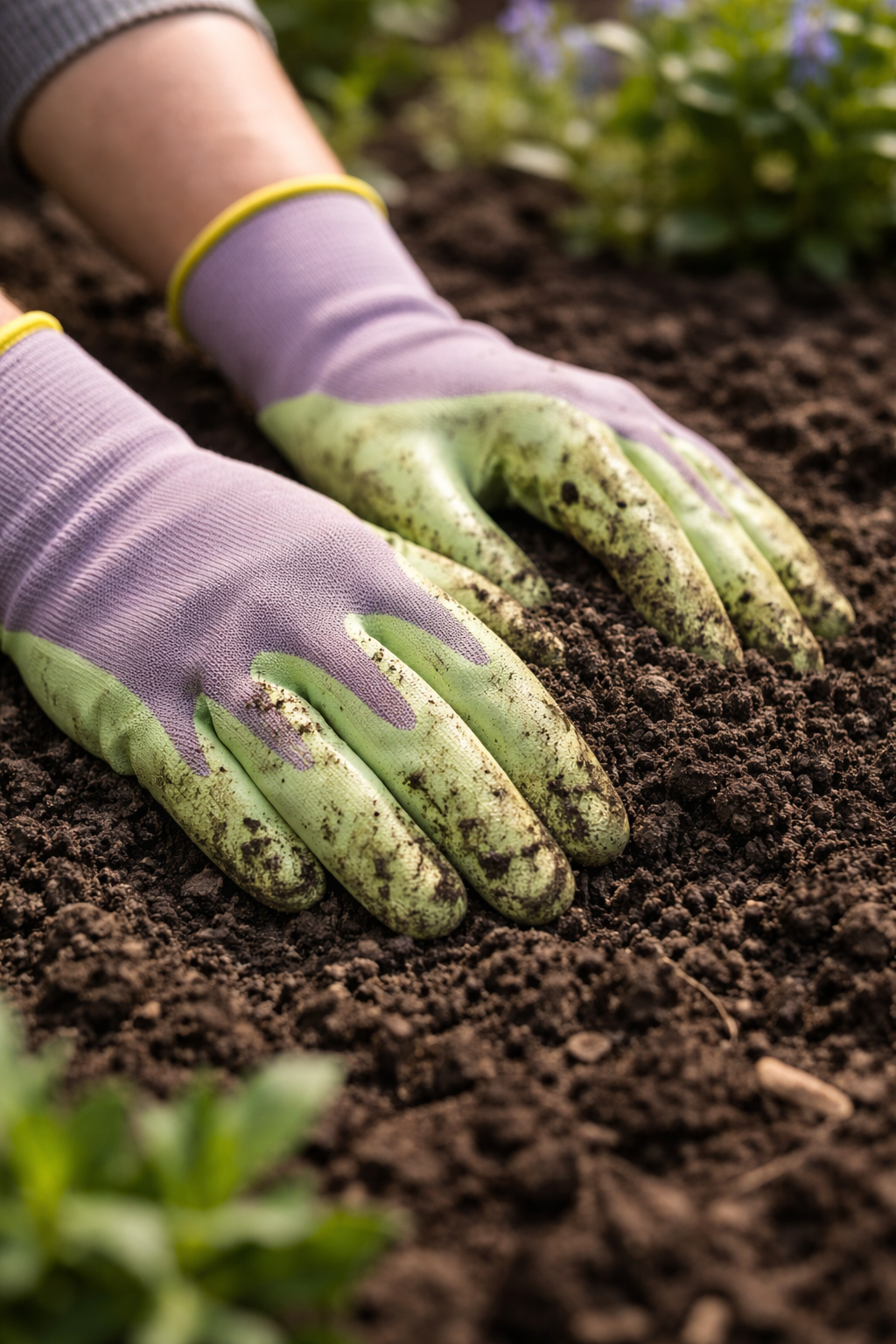 eVendix Gartenhandschuhe unisex mit Gripbeschichtung – Atmungsaktive Arbeitshandschuhe für Gartenarbeit, Pflanzen, Unkraut & Balkon – 10 Paar S Größe Grün\Grau