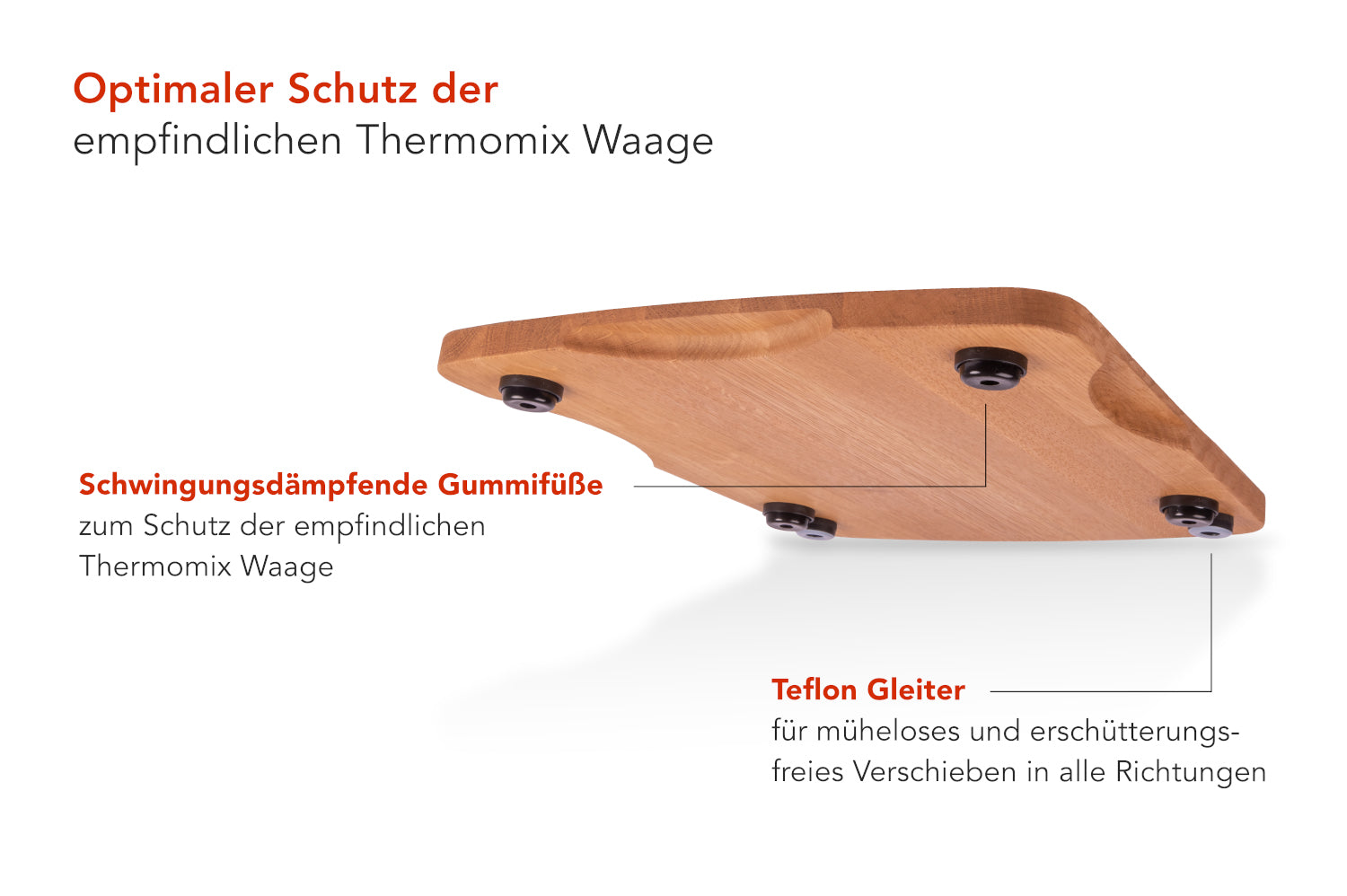 Gleitbrett für Thermomix TM6 aus geöltem Eichenholz, passend für TM6 & TM5