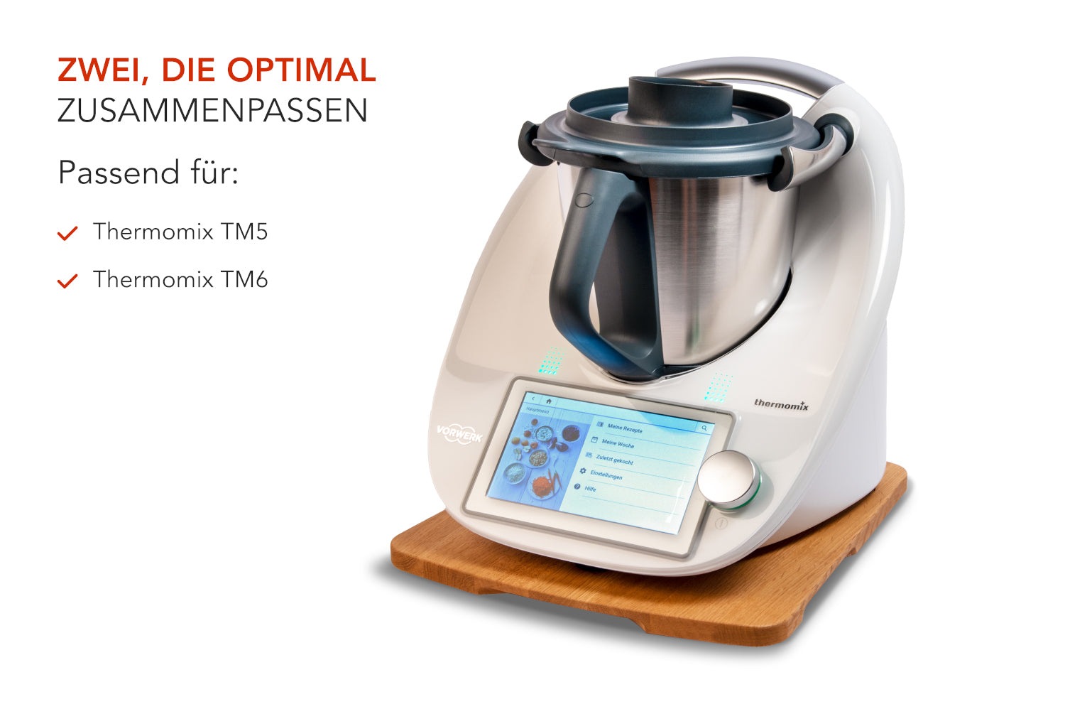 Gleitbrett für Thermomix TM6 aus geöltem Eichenholz, passend für TM6 & TM5