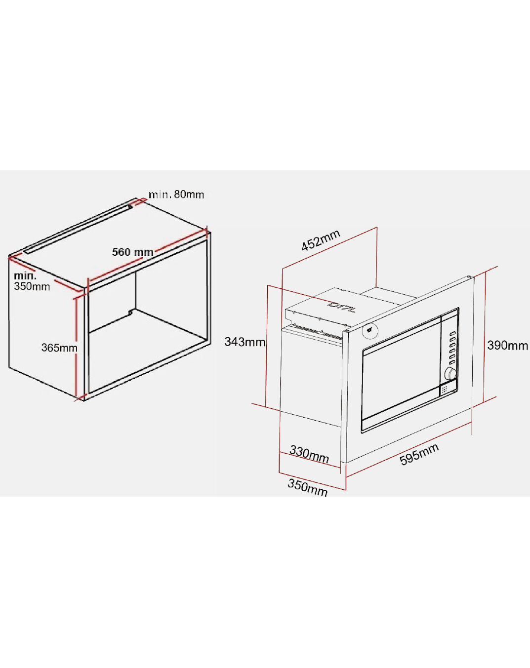 Wolkenstein Einbaumikrowelle WMW800-20GB EB - schwarz 800W Grill 900W
